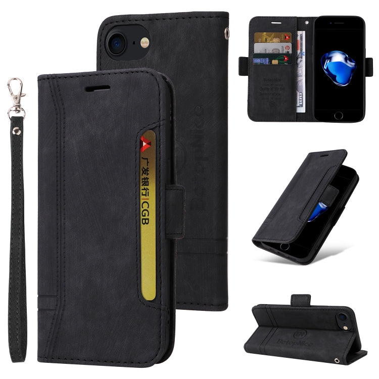 BETOPNICE Dual-side Buckle Leather Phone Case – Wear-resistant, Card Slot, Kickstand, For iPhone XS Max, For iPhone SE 2022 / SE 2020 / 7 / 8, For iPhone 7 Plus / 8 Plus For iPhone SE 2022 SE 2020 7 8 Black