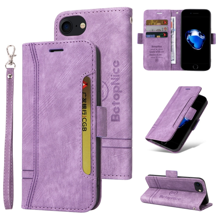 BETOPNICE Dual-side Buckle Leather Phone Case – Wear-resistant, Card Slot, Kickstand, For iPhone XS Max, For iPhone SE 2022 / SE 2020 / 7 / 8, For iPhone 7 Plus / 8 Plus For iPhone SE 2022 SE 2020 7 8 Purple
