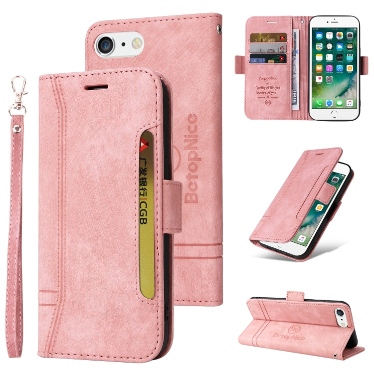 BETOPNICE Dual-side Buckle Leather Phone Case – Wear-resistant, Card Slot, Kickstand, For iPhone XS Max, For iPhone SE 2022 / SE 2020 / 7 / 8, For iPhone 7 Plus / 8 Plus For iPhone 7 Plus 8 Plus Pink