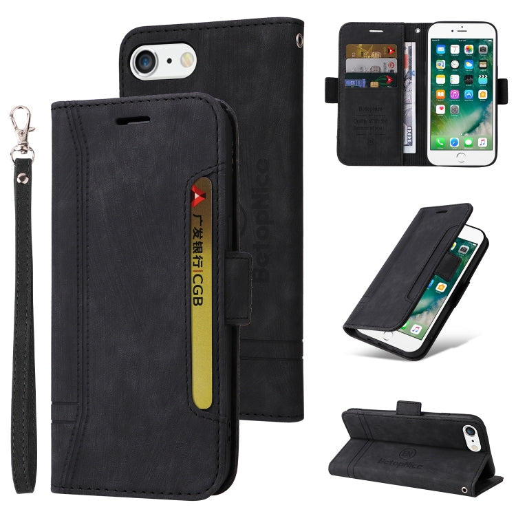BETOPNICE Dual-side Buckle Leather Phone Case – Wear-resistant, Card Slot, Kickstand, For iPhone XS Max, For iPhone SE 2022 / SE 2020 / 7 / 8, For iPhone 7 Plus / 8 Plus For iPhone 7 Plus 8 Plus Black