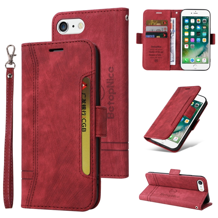 BETOPNICE Dual-side Buckle Leather Phone Case – Wear-resistant, Card Slot, Kickstand, For iPhone XS Max, For iPhone SE 2022 / SE 2020 / 7 / 8, For iPhone 7 Plus / 8 Plus For iPhone 7 Plus 8 Plus Red