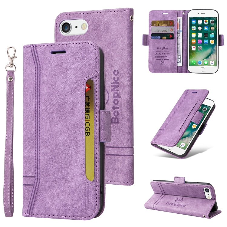 BETOPNICE Dual-side Buckle Leather Phone Case – Wear-resistant, Card Slot, Kickstand, For iPhone XS Max, For iPhone SE 2022 / SE 2020 / 7 / 8, For iPhone 7 Plus / 8 Plus For iPhone 7 Plus 8 Plus Purple