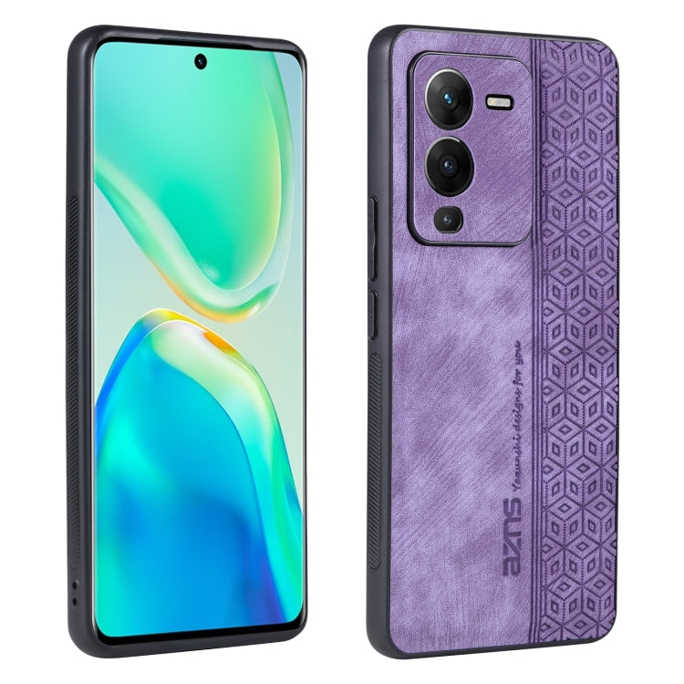 AZNS 3D Embossed Skin Feel Phone Case – Leather, TPU, For iPhone 12 Pro Max, For iPhone 12 Pro, For OPPO K10 Pro 5G, For vivo S15 For vivo S15 Purple