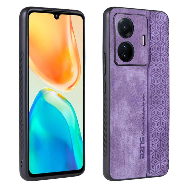 AZNS 3D Embossed Skin Feel Phone Case – Leather, TPU, For vivo S15 Pro, For vivo S15e / T1 Pro, For vivo X80, For Huawei Enjoy 50 Pro / nova Y90 For vivo S15e T1 Pro Purple