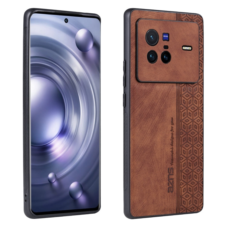 AZNS 3D Embossed Skin Feel Phone Case – Leather, TPU, For vivo S15 Pro, For vivo S15e / T1 Pro, For vivo X80, For Huawei Enjoy 50 Pro / nova Y90 For vivo X80 Brown