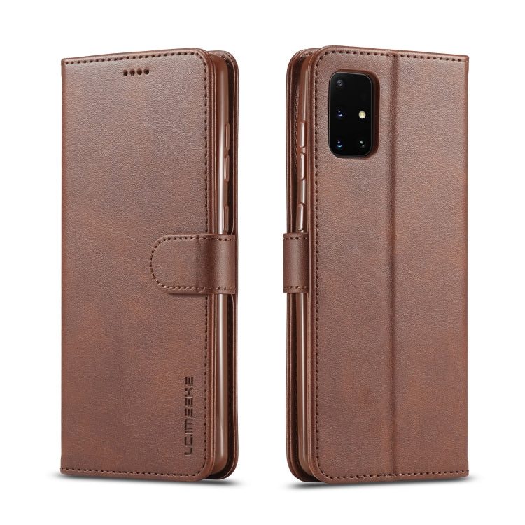 LC.IMEEKE Calf Texture Horizontal Flip Leather Case, with Holder & Card Slots & Wallet & Photo Frame, For Galaxy A41 For Galaxy A41 Coffee