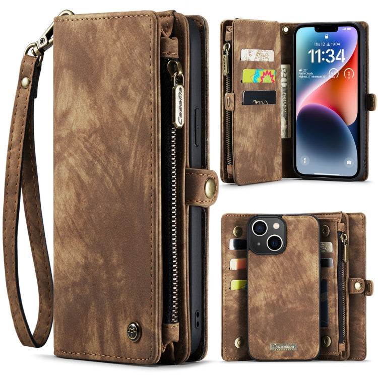 CaseMe 008 Detachable Multifunctional Leather Phone Case, For iPhone 14, For iPhone 14 Plus, For iPhone 14 Pro, For iPhone 14 Pro Max For iPhone 14 Brown