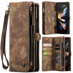 CaseMe 008 Detachable Multifunctional Leather Phone Case, For Samsung Galaxy Z Fold4 For Samsung Galaxy Z Fold4 Brown