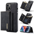 DG.MING M1 Series 3-Fold Multi Card Wallet Leather Case, For iPhone 14, For iPhone 14 Plus, For iPhone 14 Pro, For iPhone 14 Pro Max For iPhone 14 Black