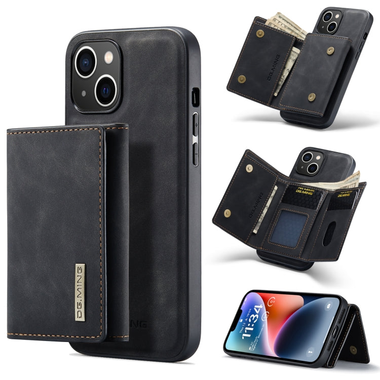DG.MING M1 Series 3-Fold Multi Card Wallet Leather Case, For iPhone 14, For iPhone 14 Plus, For iPhone 14 Pro, For iPhone 14 Pro Max For iPhone 14 Black