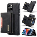 DG.MING M2 Series 3-Fold Card Bag Magnetic Leather Case, For iPhone 14, For iPhone 14 Plus, For iPhone 14 Pro, For iPhone 14 Pro Max For iPhone 14 Black