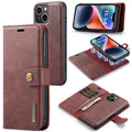 DG.MING Crazy Horse Texture Detachable Magnetic Leather Case, For iPhone 14, For iPhone 14 Plus, For iPhone 14 Pro, For iPhone 14 Pro Max For iPhone 14 Red