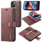 DG.MING Crazy Horse Texture Detachable Magnetic Leather Case, For iPhone 14, For iPhone 14 Plus, For iPhone 14 Pro, For iPhone 14 Pro Max For iPhone 14 Red