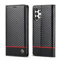 LC.IMEEKE Carbon Fiber Flip Leather Phone Case, For Samsung Galaxy A13 4G/5G/A04/A04s For Samsung Galaxy A13 4G 5G A04 A04s Horizontal Black