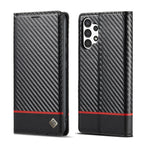 LC.IMEEKE Carbon Fiber Flip Leather Phone Case, For Samsung Galaxy A13 4G/5G/A04/A04s For Samsung Galaxy A13 4G 5G A04 A04s Horizontal Black