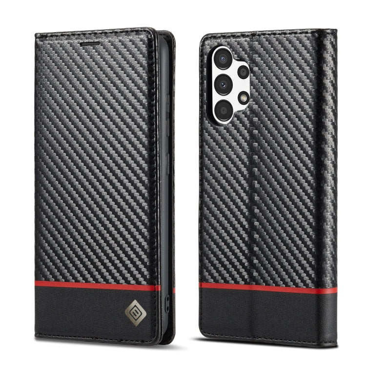 LC.IMEEKE Carbon Fiber Flip Leather Phone Case, For Samsung Galaxy A13 4G/5G/A04/A04s For Samsung Galaxy A13 4G 5G A04 A04s Horizontal Black