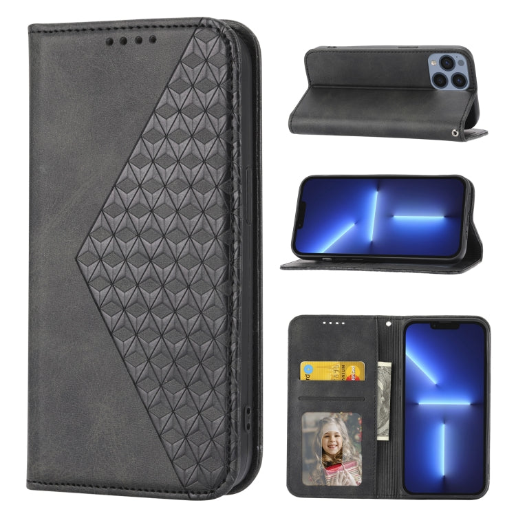 Cubic Grid Calf Texture Magnetic Closure Leather Phone Case, For iPhone 11 Pro, For iPhone 11 Pro Max, For iPhone X / XS, For iPhone XR For iPhone 11 Pro Black