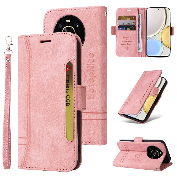 BETOPNICE Dual-side Buckle Leather Phone Case – Wear-resistant, Card Slot, Kickstand, For Honor X9 4G / 5G / Honor X30, For Motorola Moto E20 / E30 / E40, For Xiaomi Redmi Note 11E 5G, For Xiaomi 11T / 11T Pro For Honor X9 4G 5G Honor X30 Pink