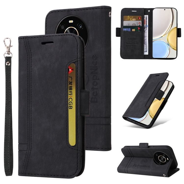 BETOPNICE Dual-side Buckle Leather Phone Case – Wear-resistant, Card Slot, Kickstand, For Honor X9 4G / 5G / Honor X30, For Motorola Moto E20 / E30 / E40, For Xiaomi Redmi Note 11E 5G, For Xiaomi 11T / 11T Pro For Honor X9 4G 5G Honor X30 Black