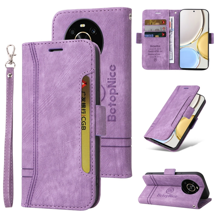 BETOPNICE Dual-side Buckle Leather Phone Case – Wear-resistant, Card Slot, Kickstand, For Honor X9 4G / 5G / Honor X30, For Motorola Moto E20 / E30 / E40, For Xiaomi Redmi Note 11E 5G, For Xiaomi 11T / 11T Pro For Honor X9 4G 5G Honor X30 Purple