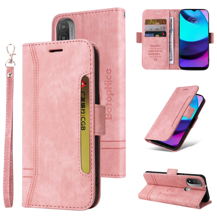 BETOPNICE Dual-side Buckle Leather Phone Case – Wear-resistant, Card Slot, Kickstand, For Honor X9 4G / 5G / Honor X30, For Motorola Moto E20 / E30 / E40, For Xiaomi Redmi Note 11E 5G, For Xiaomi 11T / 11T Pro For Motorola Moto E20 E30 E40 Pink