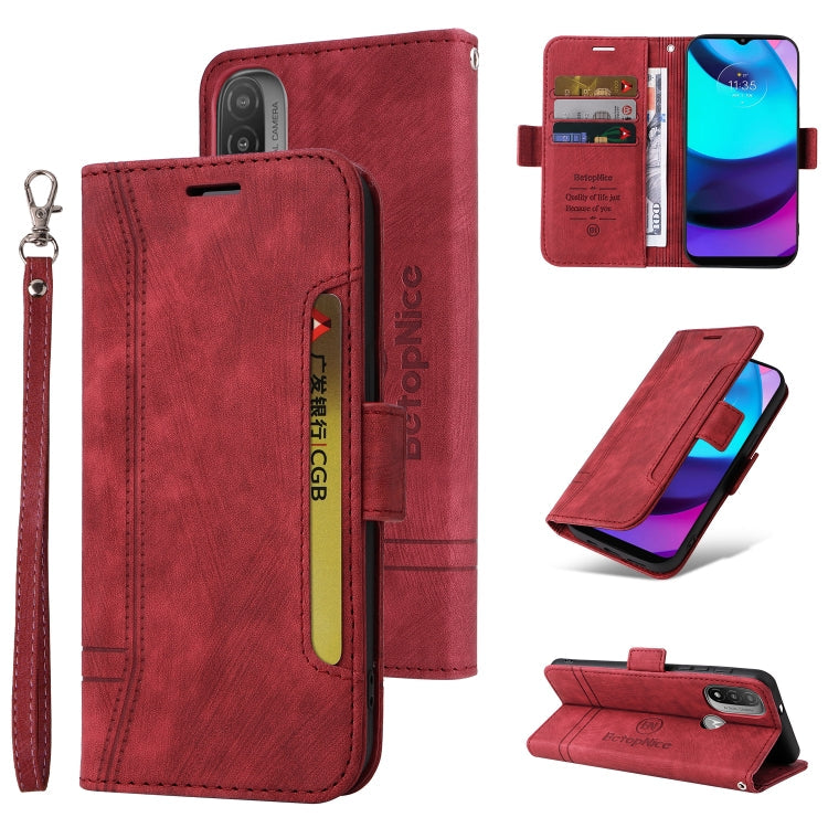 BETOPNICE Dual-side Buckle Leather Phone Case – Wear-resistant, Card Slot, Kickstand, For Honor X9 4G / 5G / Honor X30, For Motorola Moto E20 / E30 / E40, For Xiaomi Redmi Note 11E 5G, For Xiaomi 11T / 11T Pro For Motorola Moto E20 E30 E40 Red