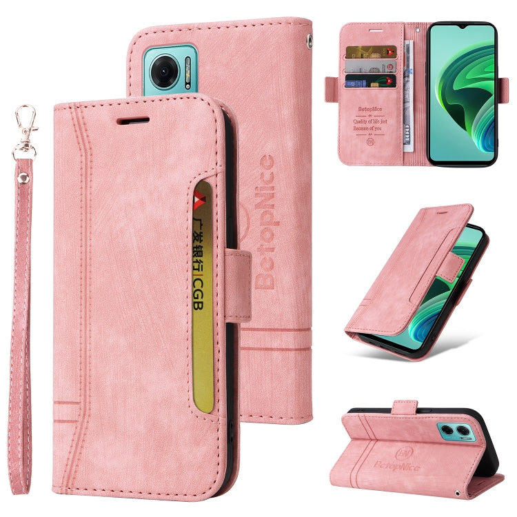 BETOPNICE Dual-side Buckle Leather Phone Case – Wear-resistant, Card Slot, Kickstand, For Honor X9 4G / 5G / Honor X30, For Motorola Moto E20 / E30 / E40, For Xiaomi Redmi Note 11E 5G, For Xiaomi 11T / 11T Pro For Xiaomi Redmi Note 11E 5G Pink