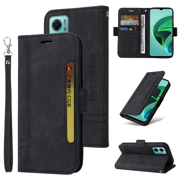 BETOPNICE Dual-side Buckle Leather Phone Case – Wear-resistant, Card Slot, Kickstand, For Honor X9 4G / 5G / Honor X30, For Motorola Moto E20 / E30 / E40, For Xiaomi Redmi Note 11E 5G, For Xiaomi 11T / 11T Pro For Xiaomi Redmi Note 11E 5G Black
