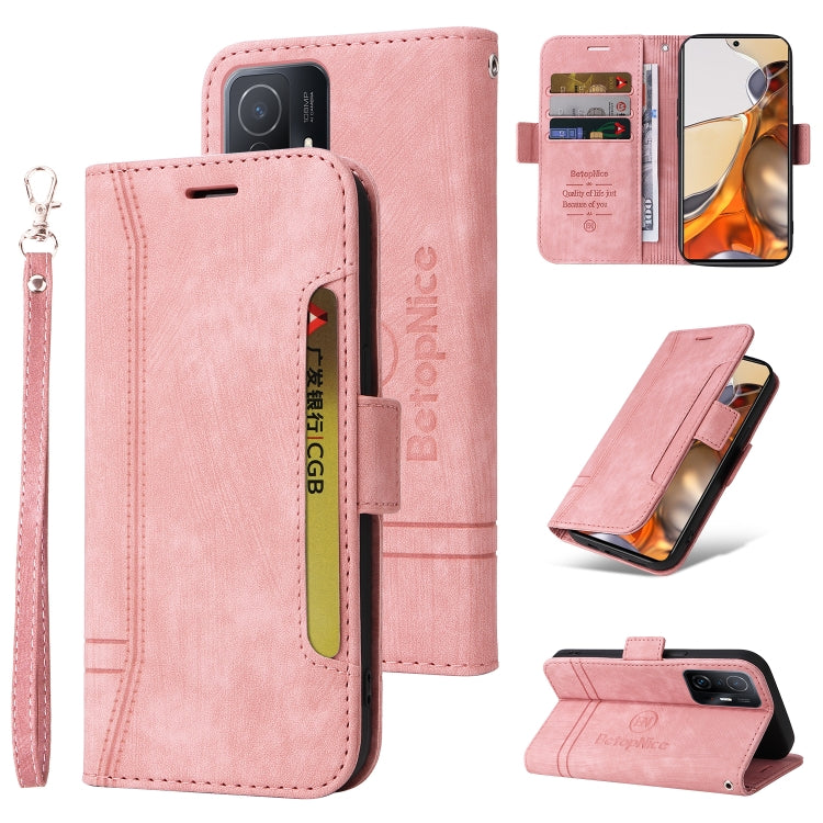 BETOPNICE Dual-side Buckle Leather Phone Case – Wear-resistant, Card Slot, Kickstand, For Honor X9 4G / 5G / Honor X30, For Motorola Moto E20 / E30 / E40, For Xiaomi Redmi Note 11E 5G, For Xiaomi 11T / 11T Pro For Xiaomi 11T 11T Pro Pink