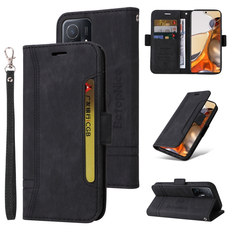 BETOPNICE Dual-side Buckle Leather Phone Case – Wear-resistant, Card Slot, Kickstand, For Honor X9 4G / 5G / Honor X30, For Motorola Moto E20 / E30 / E40, For Xiaomi Redmi Note 11E 5G, For Xiaomi 11T / 11T Pro For Xiaomi 11T 11T Pro Black