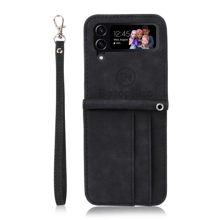 BETOPNICE Dual-side Buckle Leather Phone Case – Wear-resistant, Card Slot, Kickstand, For Samsung Galaxy Z Flip4, For Samsung Galaxy Z Fold4, For Samsung Galaxy Z Fold3, For OPPO Reno8 Pro 5G Global / Reno8 Pro+ For Samsung Galaxy Z Flip4 Black