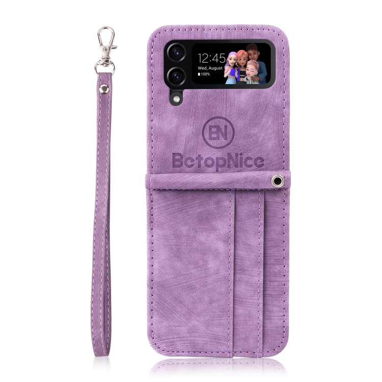 BETOPNICE Dual-side Buckle Leather Phone Case – Wear-resistant, Card Slot, Kickstand, For Samsung Galaxy Z Flip4, For Samsung Galaxy Z Fold4, For Samsung Galaxy Z Fold3, For OPPO Reno8 Pro 5G Global / Reno8 Pro+ For Samsung Galaxy Z Flip4 Purple