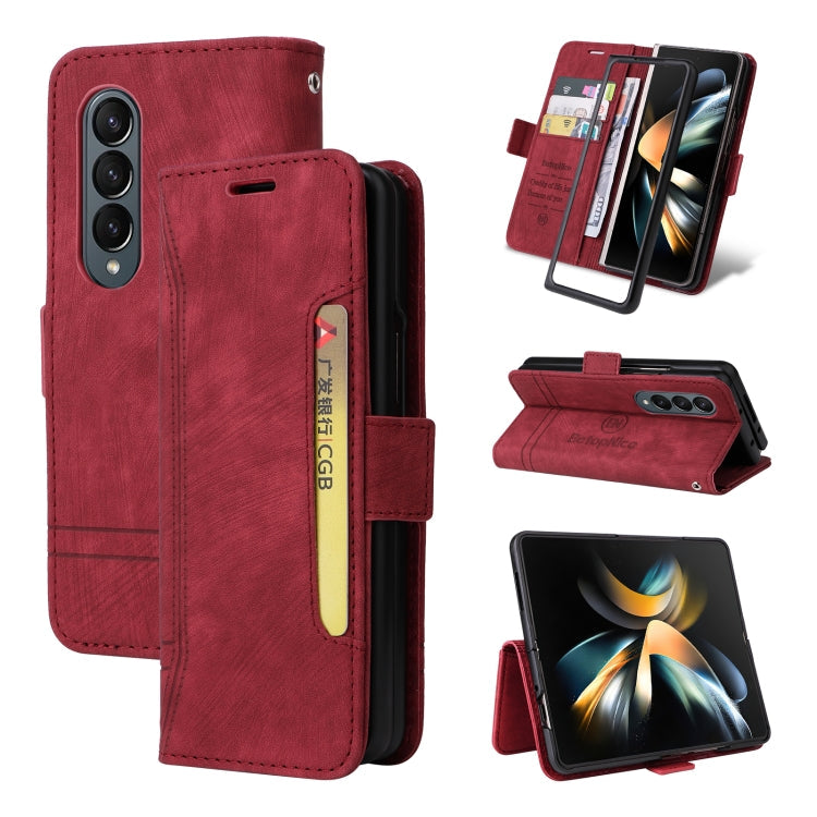 BETOPNICE Dual-side Buckle Leather Phone Case – Wear-resistant, Card Slot, Kickstand, For Samsung Galaxy Z Flip4, For Samsung Galaxy Z Fold4, For Samsung Galaxy Z Fold3, For OPPO Reno8 Pro 5G Global / Reno8 Pro+ For Samsung Galaxy Z Fold4 Red