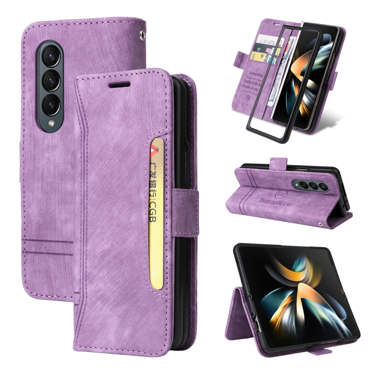 BETOPNICE Dual-side Buckle Leather Phone Case – Wear-resistant, Card Slot, Kickstand, For Samsung Galaxy Z Flip4, For Samsung Galaxy Z Fold4, For Samsung Galaxy Z Fold3, For OPPO Reno8 Pro 5G Global / Reno8 Pro+ For Samsung Galaxy Z Fold4 Purple