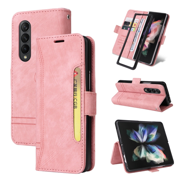 BETOPNICE Dual-side Buckle Leather Phone Case – Wear-resistant, Card Slot, Kickstand, For Samsung Galaxy Z Flip4, For Samsung Galaxy Z Fold4, For Samsung Galaxy Z Fold3, For OPPO Reno8 Pro 5G Global / Reno8 Pro+ For Samsung Galaxy Z Fold3 Pink