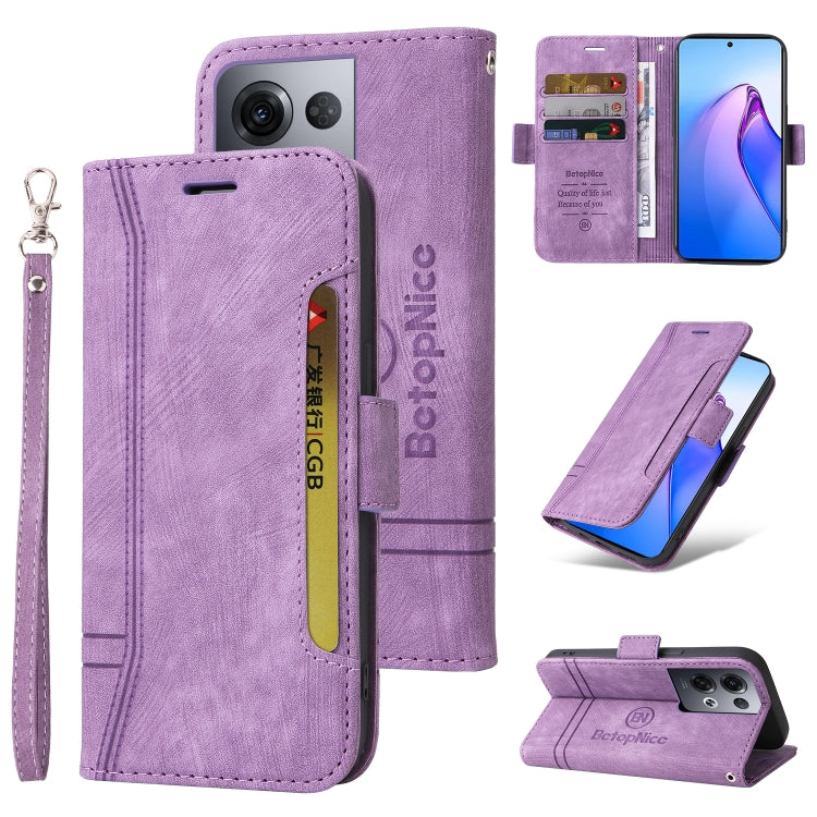 BETOPNICE Dual-side Buckle Leather Phone Case – Wear-resistant, Card Slot, Kickstand, For Samsung Galaxy Z Flip4, For Samsung Galaxy Z Fold4, For Samsung Galaxy Z Fold3, For OPPO Reno8 Pro 5G Global / Reno8 Pro+ For OPPO Reno8 Pro 5G Global Reno8 Pro+ Purple
