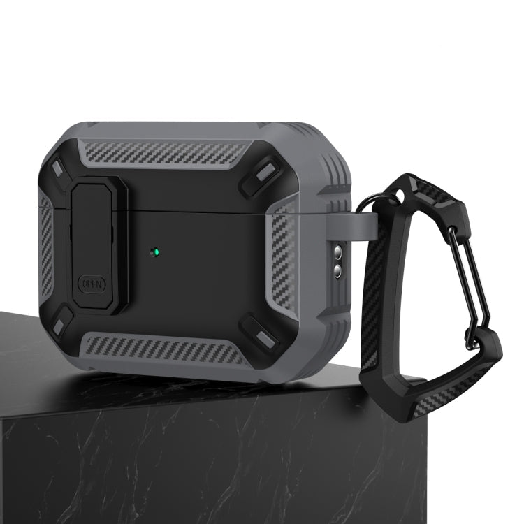 Shield Shockproof Earphone Protective Case with Hook – Shockproof, Anti-Scratch, For AirPods Pro 2 For AirPods Pro 2 Grey Black