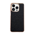 Crocodile Texture Genuine Leather Nano Electroplating Phone Case, For iPhone 14 Pro, For iPhone 14 Pro Max, For iPhone 13 Pro Max, For Motorola Moto Razr 2022 For iPhone 14 Pro Black
