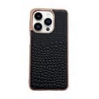 Crocodile Texture Genuine Leather Nano Electroplating Phone Case, For iPhone 14 Pro, For iPhone 14 Pro Max, For iPhone 13 Pro Max, For Motorola Moto Razr 2022 For iPhone 14 Pro Black