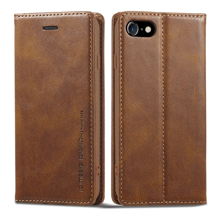 LC.IMEEKE RFID Anti-theft Leather Phone Case, For iPhone SE 2022 / SE 2020 / 8 / 7, For iPhone XS Max, For iPhone XS / X, For iPhone XR, For iPhone 8 Plus / 7 Plus, For Samsung Galaxy S21 5G For iPhone SE 2022 SE 2020 8 7 Brown