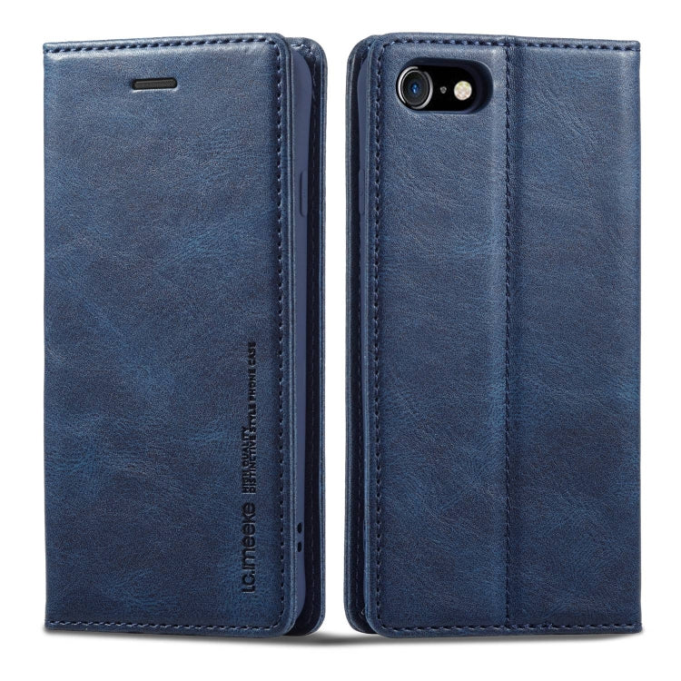 LC.IMEEKE RFID Anti-theft Leather Phone Case – Leather, TPU, For iPhone SE 2022 / SE 2020 / 8 / 7, For iPhone XS Max, For iPhone XS / X, For iPhone XR, For iPhone 8 Plus / 7 Plus, For Samsung Galaxy S21 5G For iPhone SE 2022 SE 2020 8 7 Blue