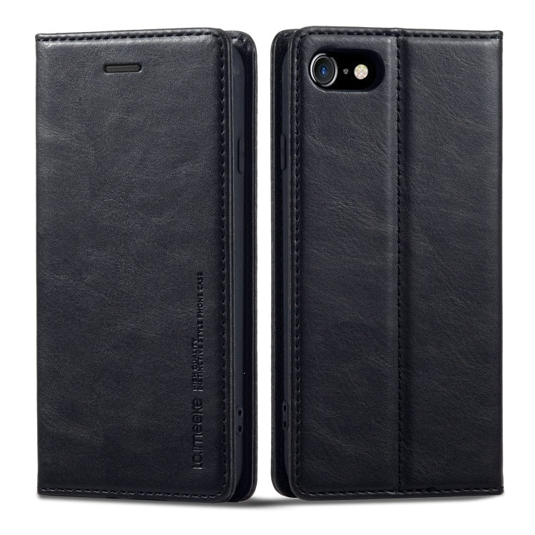 LC.IMEEKE RFID Anti-theft Leather Phone Case – Leather, TPU, For iPhone SE 2022 / SE 2020 / 8 / 7, For iPhone XS Max, For iPhone XS / X, For iPhone XR, For iPhone 8 Plus / 7 Plus, For Samsung Galaxy S21 5G For iPhone SE 2022 SE 2020 8 7 Black