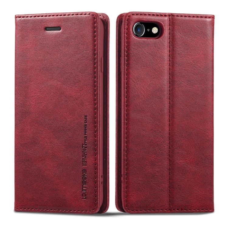 LC.IMEEKE RFID Anti-theft Leather Phone Case – Leather, TPU, For iPhone SE 2022 / SE 2020 / 8 / 7, For iPhone XS Max, For iPhone XS / X, For iPhone XR, For iPhone 8 Plus / 7 Plus, For Samsung Galaxy S21 5G For iPhone 8 Plus 7 Plus Red