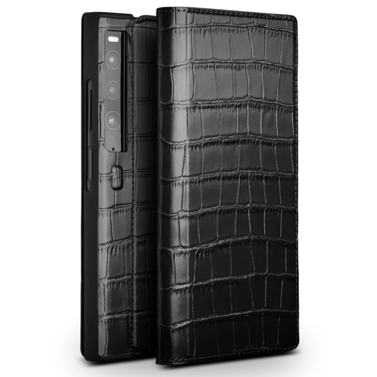 QIALINO Crocodile Pattern Genuine Leather Phone Case – Leather, For Huawei Mate XS 2, For Huawei P50 Pocket