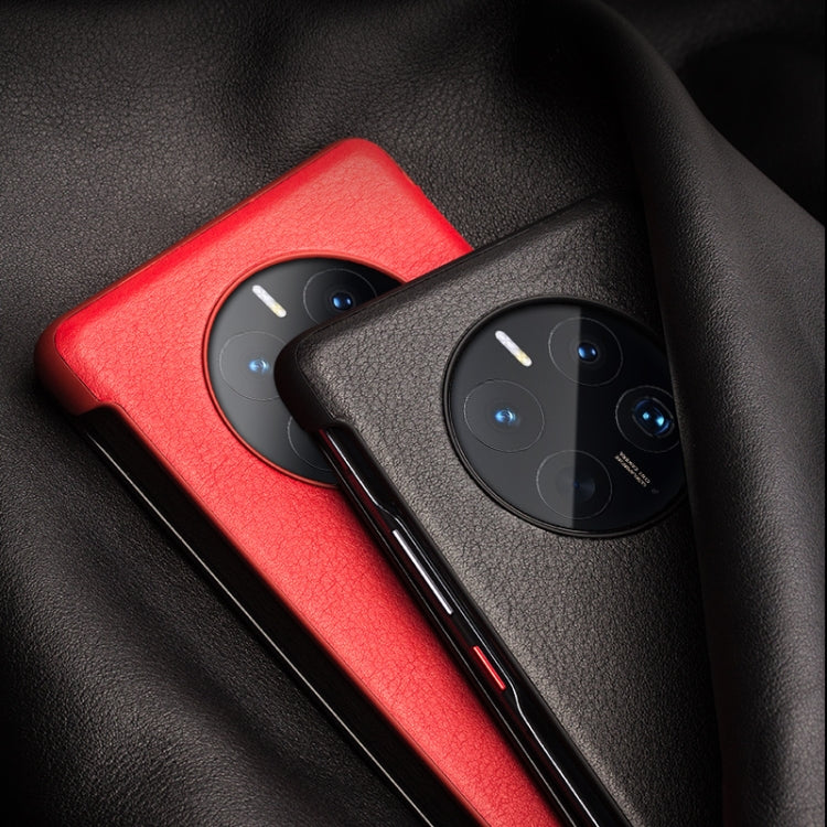 QIALINO Genuine Leather Side Window View Smart Phone Case – Leather, For Huawei Mate 50 Pro, For Huawei Mate 50, For Huawei P30, For Huawei P50, For Huawei P50 Pro