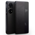 QIALINO Genuine Leather Side Window View Smart Phone Case – Leather, For Huawei Mate 50 Pro, For Huawei Mate 50, For Huawei P30, For Huawei P50, For Huawei P50 Pro