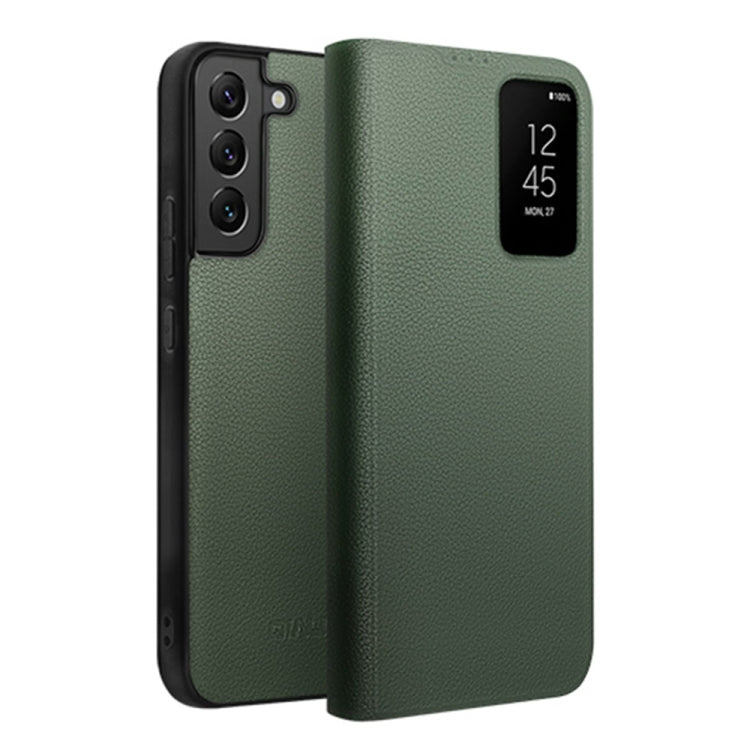 QIALINO Magnetic Genuine Leather Phone Case – Magnetic, Leather, For Samsung Galaxy Z Fold3 5G/W22 5G, For Samsung Galaxy S22 5G, For Samsung Galaxy S22+ 5G, For Samsung Galaxy S22 Ultra 5G For Samsung Galaxy S22 5G Green