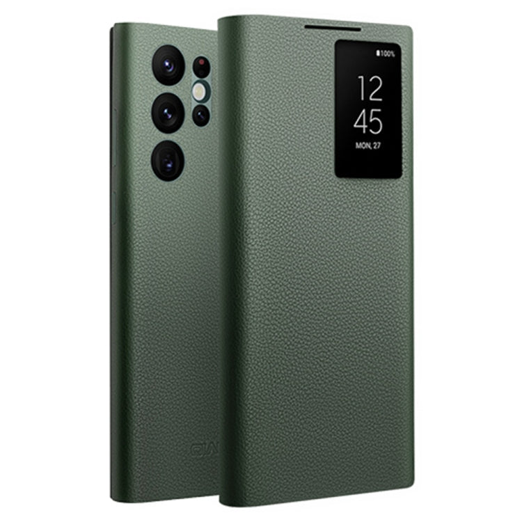 QIALINO Magnetic Genuine Leather Phone Case – Magnetic, Leather, For Samsung Galaxy Z Fold3 5G/W22 5G, For Samsung Galaxy S22 5G, For Samsung Galaxy S22+ 5G, For Samsung Galaxy S22 Ultra 5G For Samsung Galaxy S22 Ultra 5G Green
