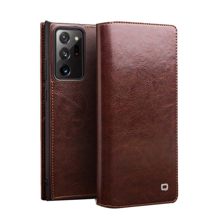 QIALINO Genuine Leather Phone Case – Leather, For Samsung Galaxy Note20 Ultra, For Samsung Galaxy S21 5G, For Samsung Galaxy S21 Ultra 5G, For Samsung Galaxy S22 Ultra 5G, For Samsung Galaxy S22+ 5G, For Samsung Galaxy S22 5G For Samsung Galaxy Note20 Ultra Brown
