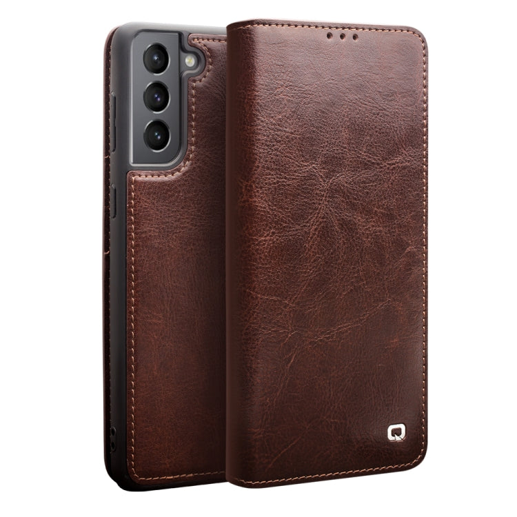 QIALINO Genuine Leather Phone Case – Leather, For Samsung Galaxy Note20 Ultra, For Samsung Galaxy S21 5G, For Samsung Galaxy S21 Ultra 5G, For Samsung Galaxy S22 Ultra 5G, For Samsung Galaxy S22+ 5G, For Samsung Galaxy S22 5G For Samsung Galaxy S21 5G Brown